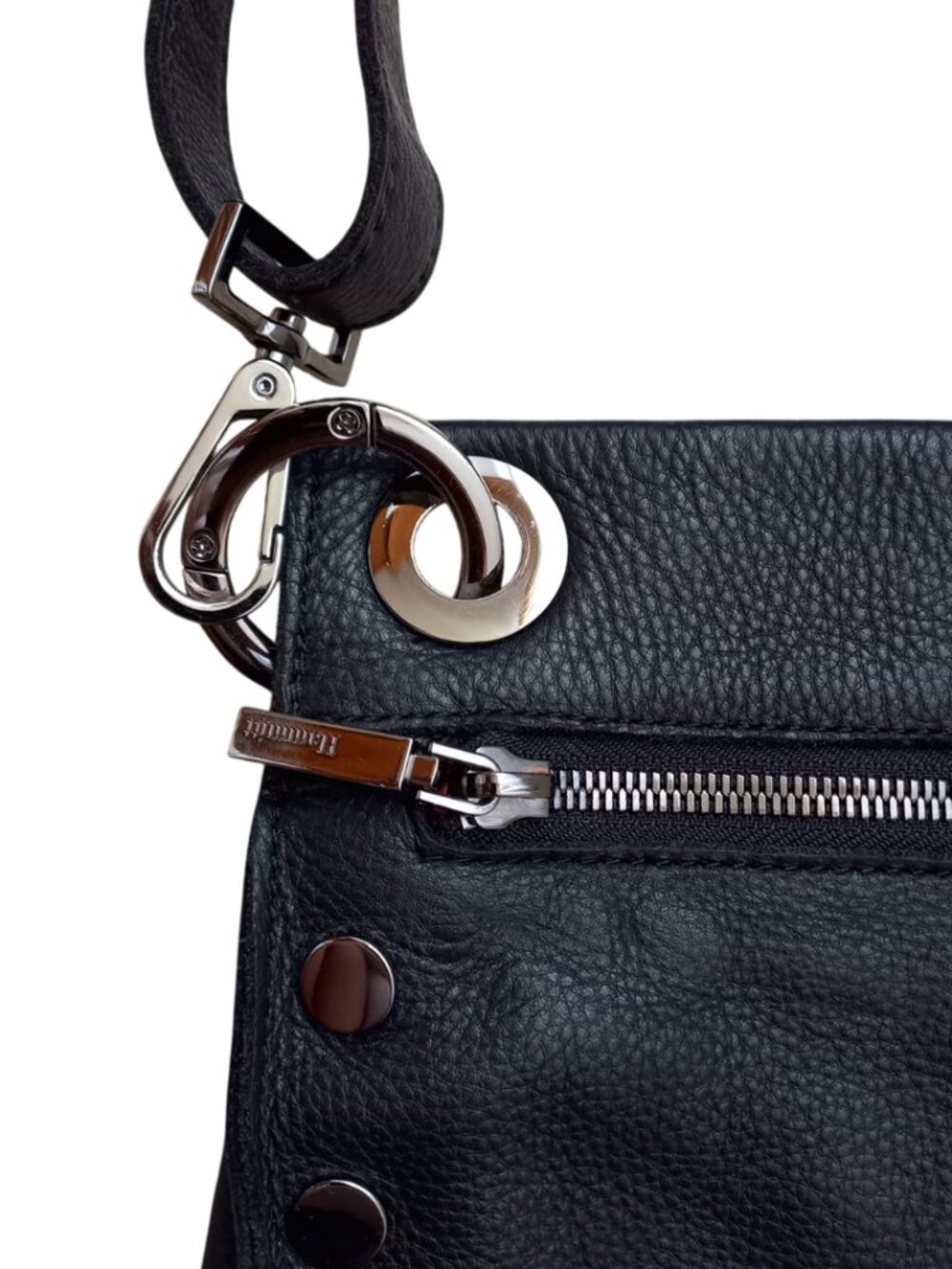 Hammitt Los Angeles Tony Small Black Leather Crossbody Bag - Silver Rivets - Picture 5 of 7